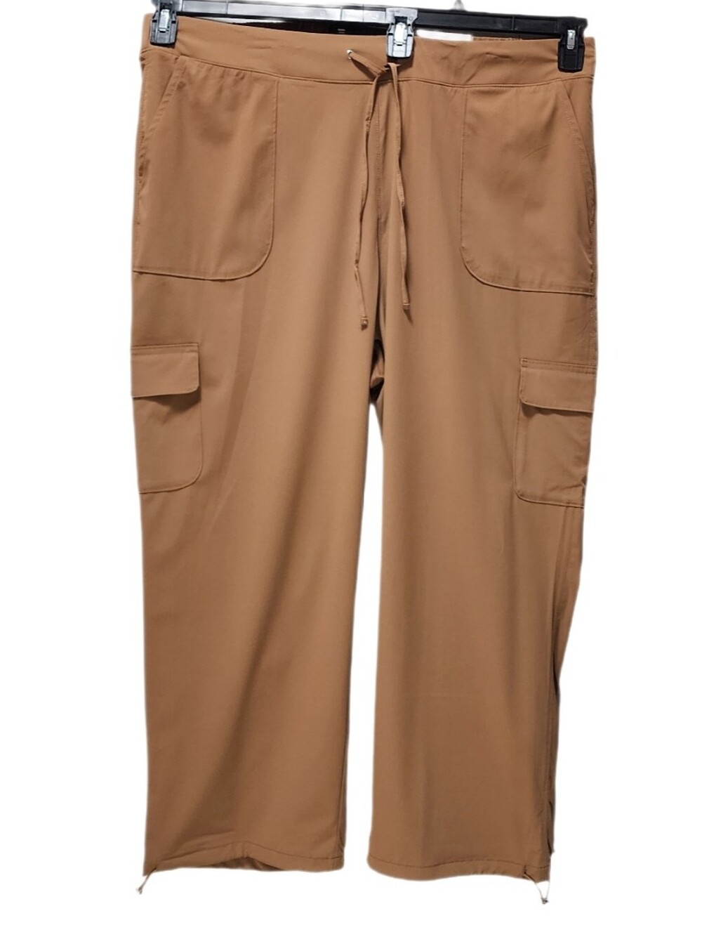 Style & Co Plus Size Mid-rise Pull-on Straight Leg Polplin Cargo Pants Brown 2X
